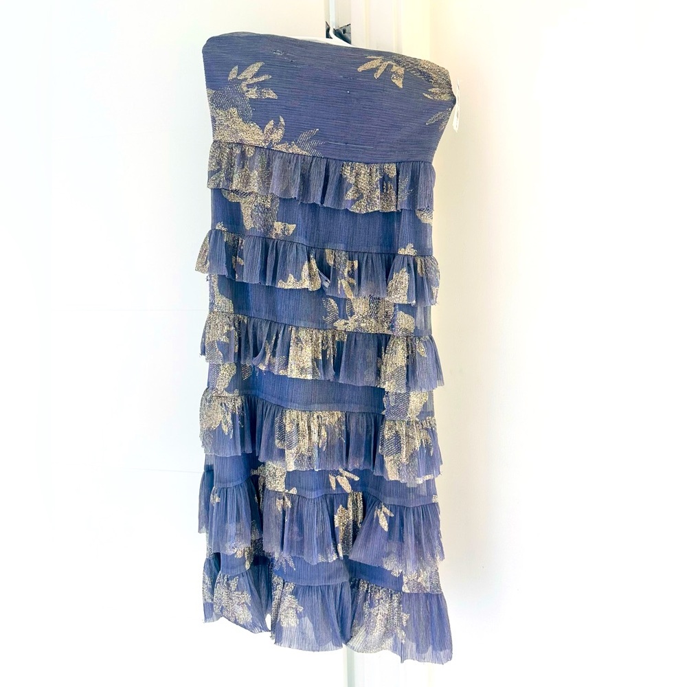 After six ruffle dress strapless dress. Cocktail dress. New w/ tag with defect